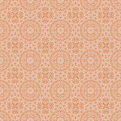 Ethnic seamless vector pattern. Brown monochrome geometric mandala flower.