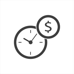 Money time icon. Earn time icon blue isolated vector illustration