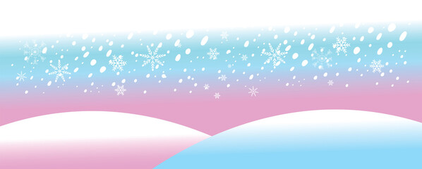 Fototapeta na wymiar Vector illustration of winter background with snowdrifts and snowflakes
