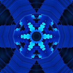 neon Blue and vivid indigo colored abstract patterns shapes and hexagonal design 