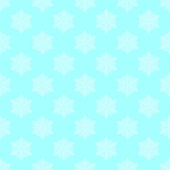 Snowflake seamless pattern. Vector Christmas winter background. Frosty blue and white color theme