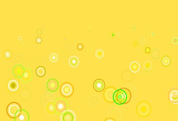 Light Green, Yellow vector background with bubbles.