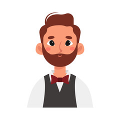Isolated wairtress man professions jobs icon- Vector