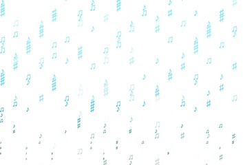 Light Blue, Green vector pattern with music elements.