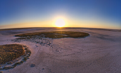 Sandy swamp near a beautiful lake