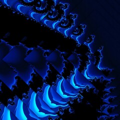 neon Blue and vivid indigo colored abstract patterns shapes and fractal design 