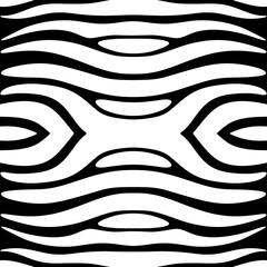 Animal skin ornament. Curved stripes seamless pattern. Zebra fur ornate. Wild animals motif image. Wildlife, natural texture. Curves wallpaper. Digital paper, textile print, web design. Vector artwork