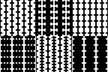 Fototapeta premium Figures, checks, squares seamless patterns collection. Geometrical ethnic ornaments set. Folk prints. Tribal wallpapers kit. Geometric backgrounds. Retro motif. Abstract images. Tribe design vectors.