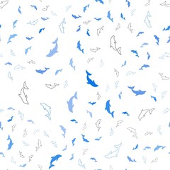 Light Blue, Yellow vector seamless backdrop with ocean dolphins. Natural illustration with sea dolphins. Pattern for websites of animals.