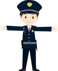 両手を広げる警備員のイラスト