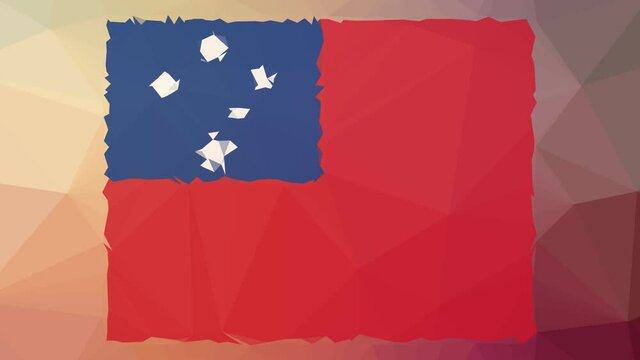 Samoa Flag ISO:WS dissolving modern tessellated looping pulsing triangles