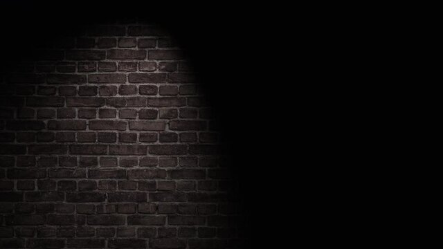 Pendulous light moving horizontally revealing brick wall background. 4k animation. Seamless loop. 