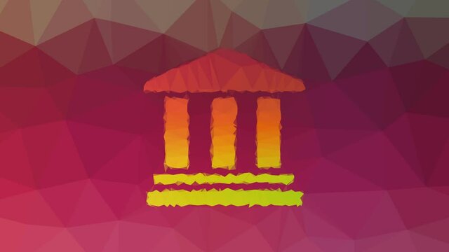 building bank temple columns fade technological tessellation looping animated triangles
