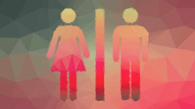 unisex restroom toilets dissolving techno tessellating looping pulsing polygons