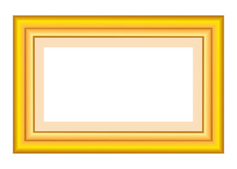 Vector golden picture frame on white background