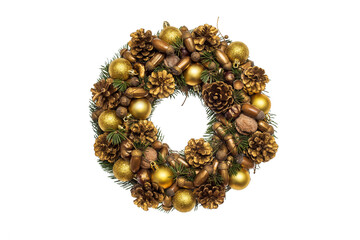 Christmas wreath isolated on white background. Decoration for the house for Christmas