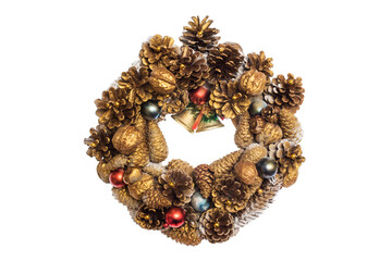 Christmas wreath isolated on white background. Decoration for the house for Christmas