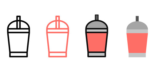 Drink cup icon with multiple styles, outline, colored outline and flat icon. Vector icon design