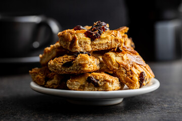 Crunchy cereal cookies with nuts and raisins