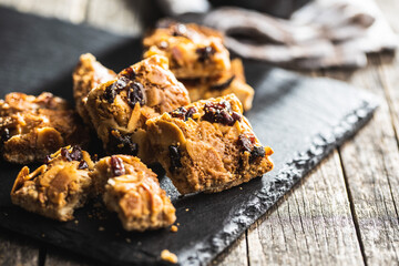 Crunchy cereal cookies with nuts and raisins