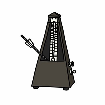 musical metronome doodle icon, vector color illustration