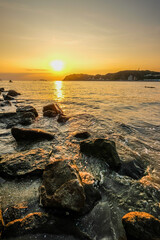 神奈川県逗子海岸の夕日