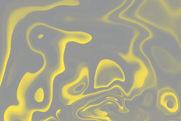 Abstract background of holographic in grey and illuminating yellow colors. Fluid art. Concept of colors of 2021 year.