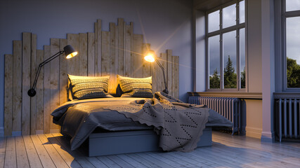 Schlafzimmer mit Wandlampen