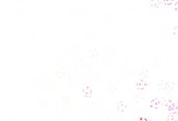 Light Pink, Yellow vector background with math elements.