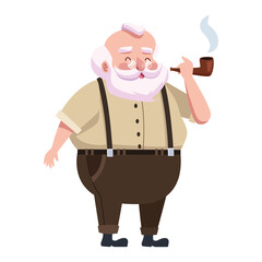 cute santa claus smoking pipe character