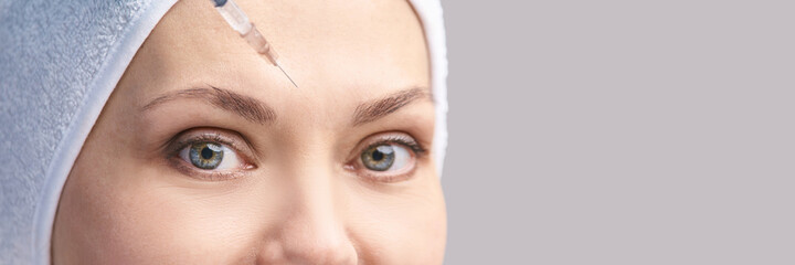 Cosmetology skin care. Face derma injection. Facial treatment. Nanotechnology. Woman dermatology...