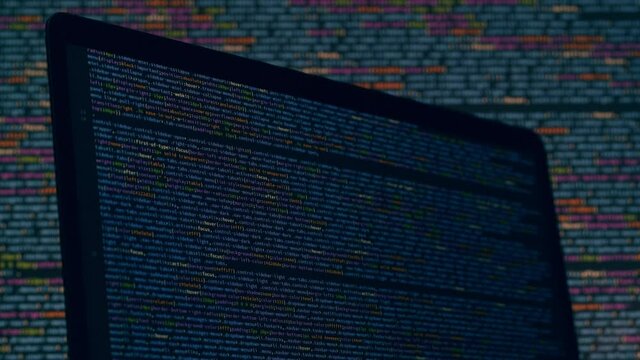 Real CSS code. Front end web development. CSS code on laptop screen. Web design concept.