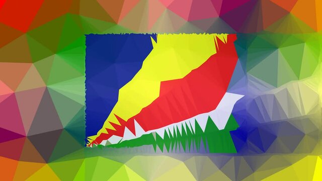 Seychelles Flag ISO:SC Fade Techno Tessellation Looping Animated Triangles