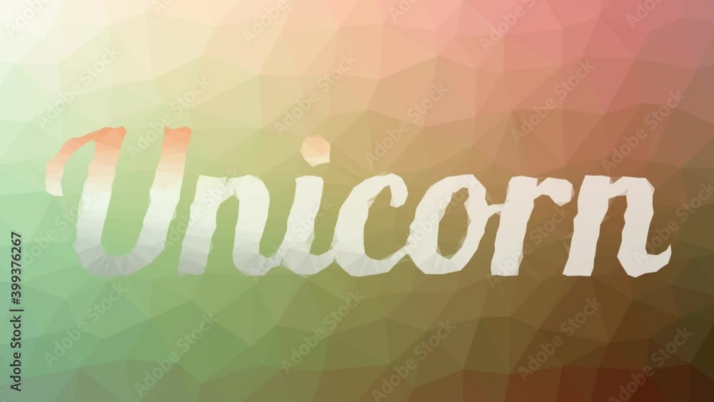 Poster unicorn appearing modern tessellated looping animated polygons