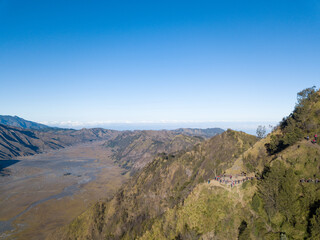 Aerial view of Mount Bromo volcano (Gunung Bromo) in Bromo Tengger Semeru National Park, East Java, Indonesia