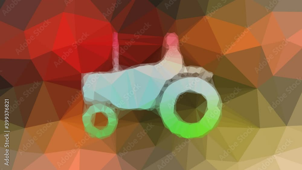 Poster tractor dissolving techno tessellation looping moving triangles