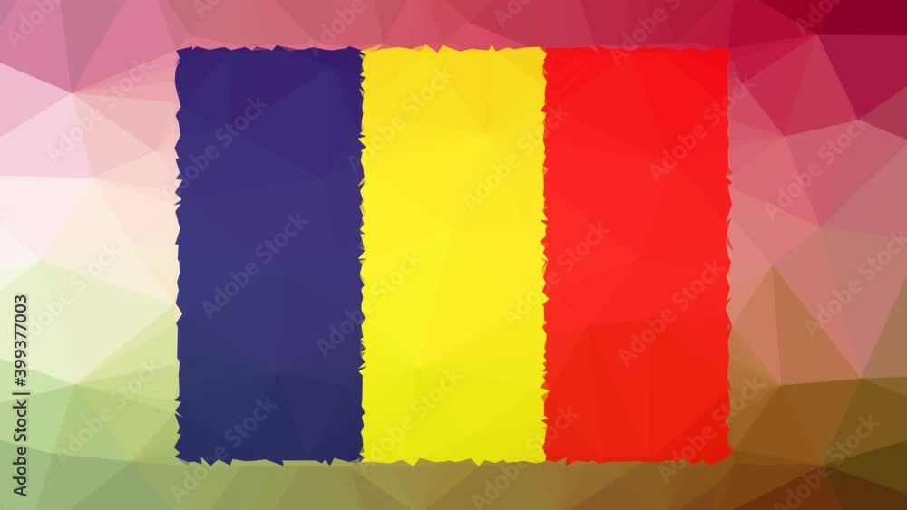Poster chad flag iso:td dissolving strange tessellated looping animated triangles
