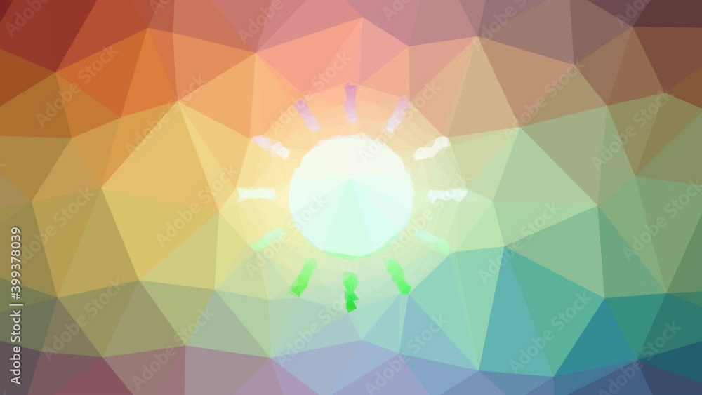 Poster sun dissolving technological tessellation looping animated polygons