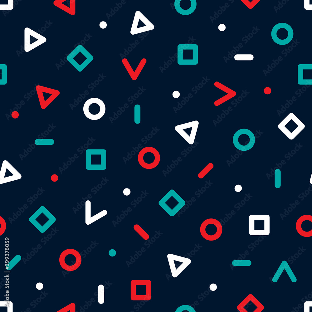 Poster memphis seamless pattern. abstract geometric background. multicolored geo design for every day print