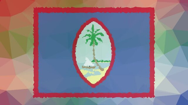 Guam Flag ISO:GU appearing interesting tessellating looping animated polygons