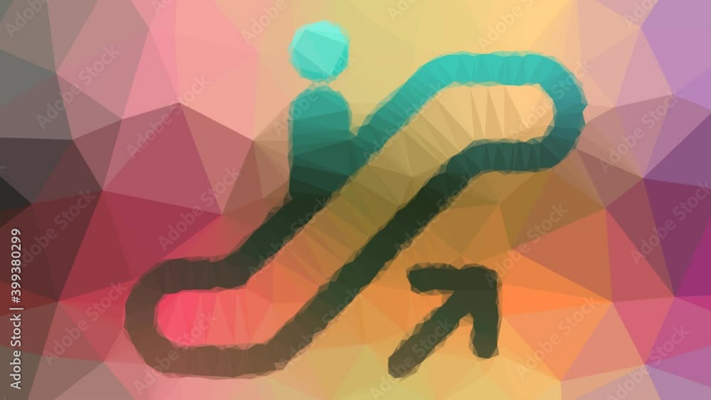 Poster escalator up appearing techno tessellation looping pulsing triangles