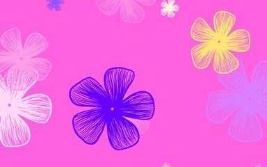 Fototapeta na wymiar Light Pink, Yellow vector abstract pattern with flowers.