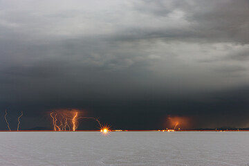 lightning over the Bonneville Salt Flats 
