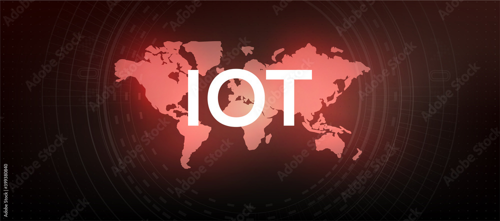Poster internet of things (iot) and networking concept for connected devices. digital network connections, 