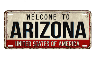 Fototapeta premium Welcome to Arizona vintage rusty metal plate