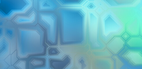 Layers of colorful and vibrant geometrical shapes. Digital illustration of a tech layout. Futuristic design template.