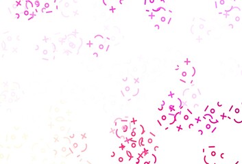 Light Pink, Yellow vector template with math simbols.