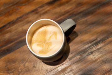 Coffee Mug on Wooden Table from Above