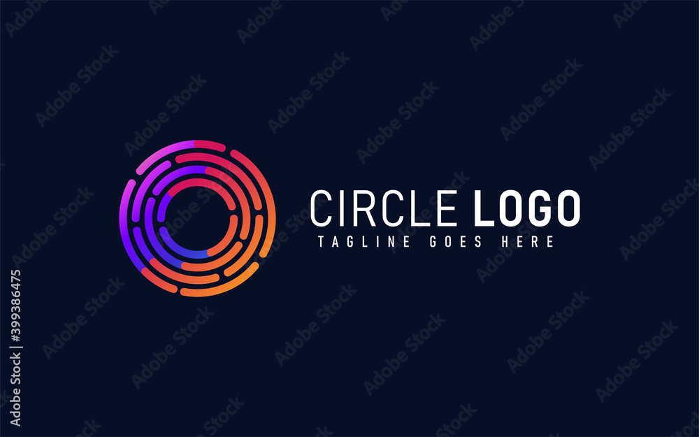 Poster abstract circular purple and orange gradient color combination logo design. usable for business, com