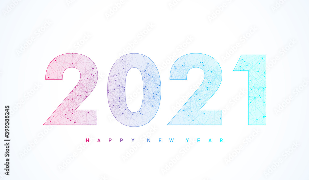 Aufkleber merry christmas and happy new year 2021 greeting card. modern futuristic template for 2021. digital 
